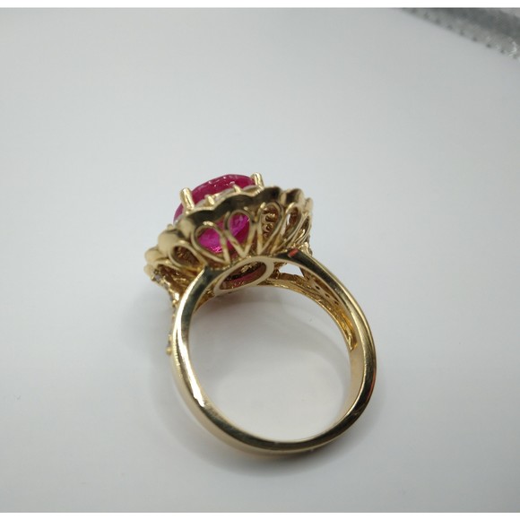 14kt Gold Flower Ruby 5.85ct Dimond Ring 1.38ct - Picture 5 of 8